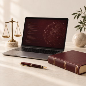 Computer, libri giuridici e bilancia: diritto e tecnologia